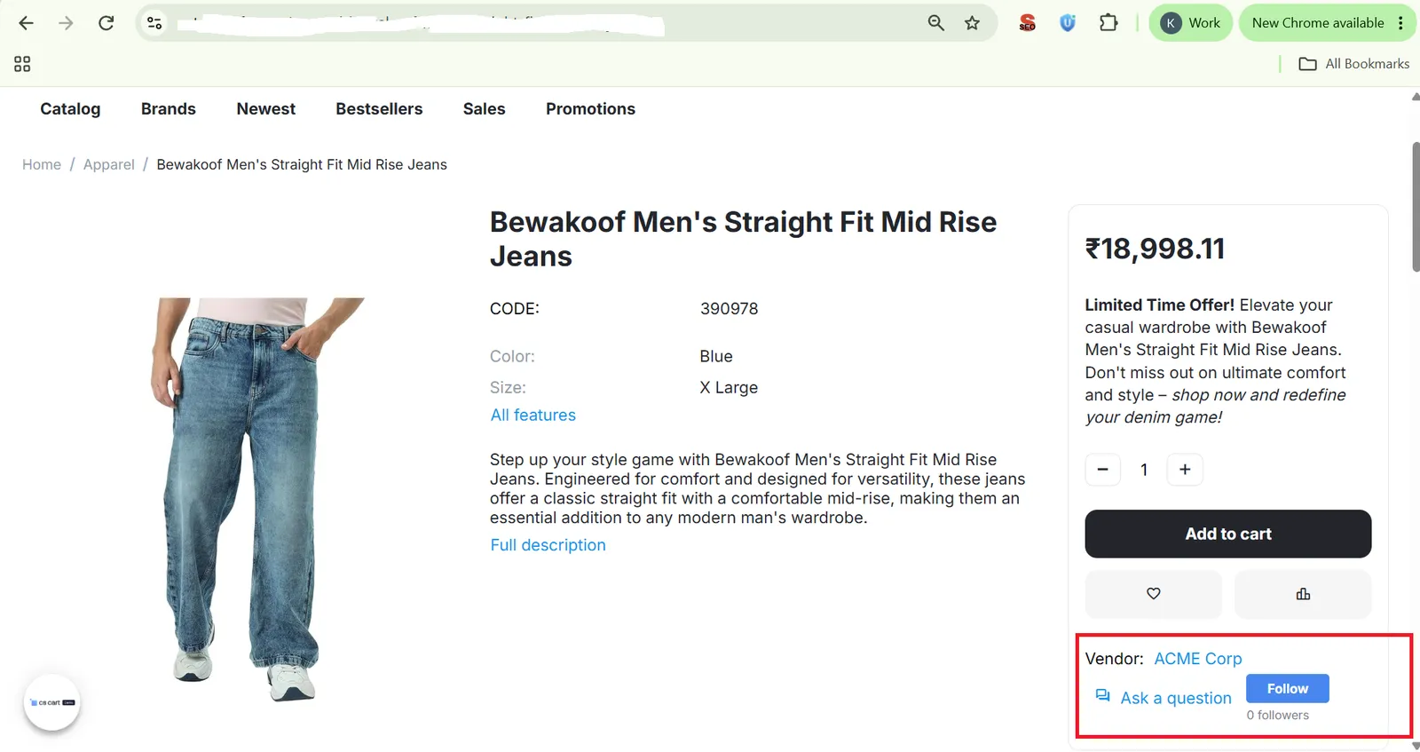 Follow button on product page