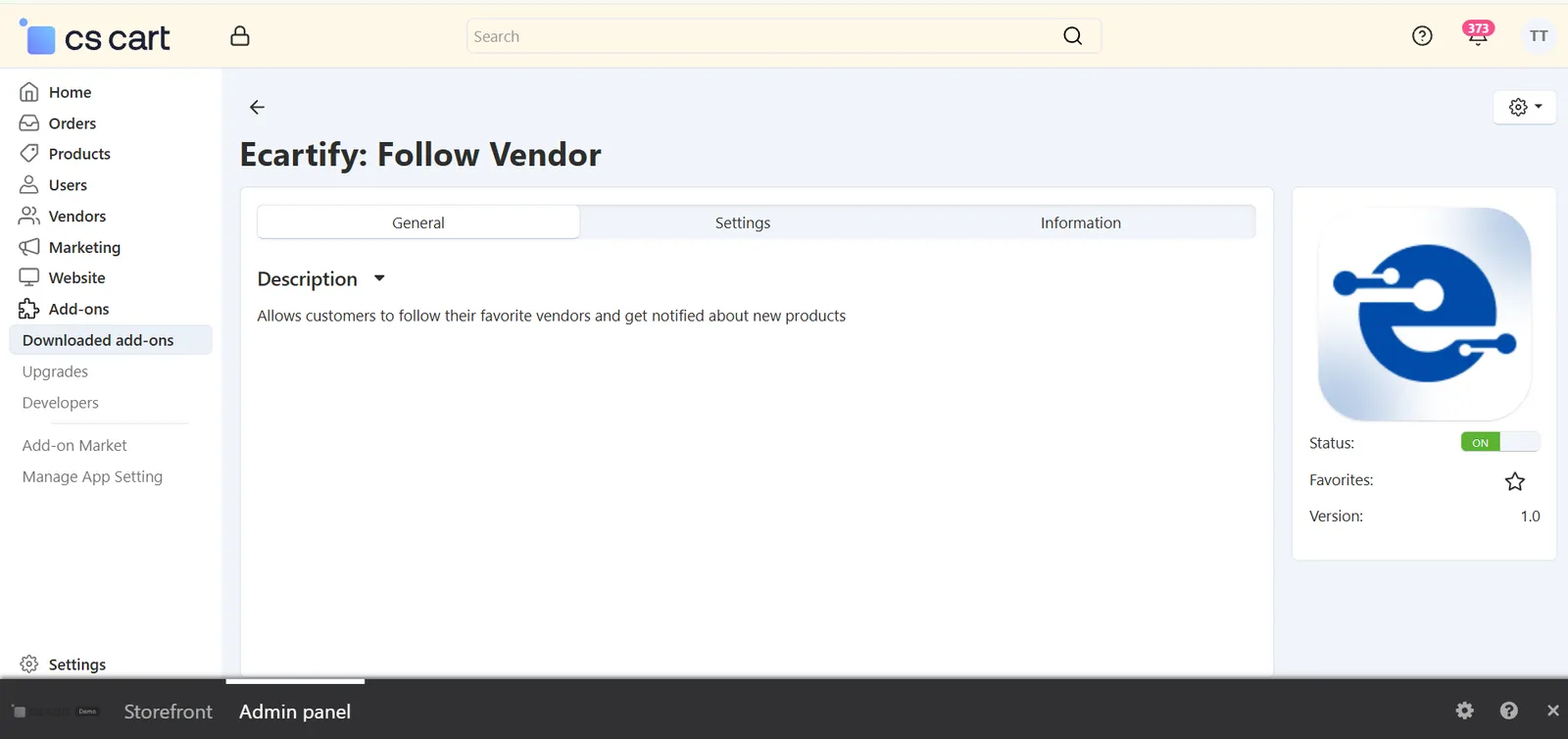 Install Follow Vendor Add-on