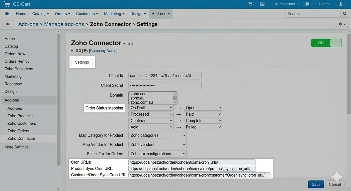 Ecartify: Zoho Connector – For CS-Cart Store Admins