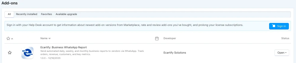 WhatsApp Addon Settings