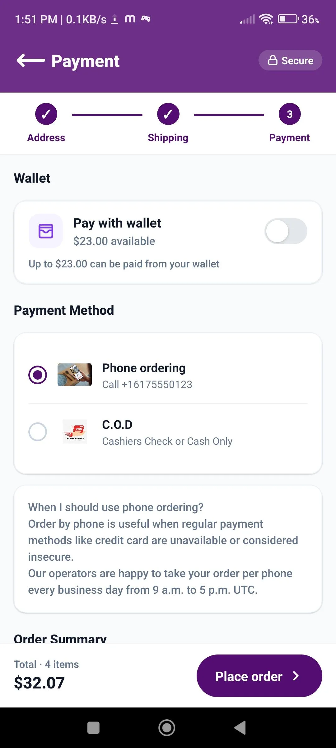 Checkout payment step