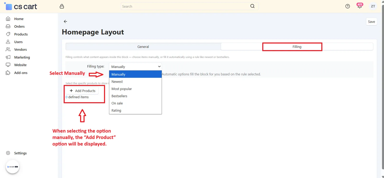 Add Products pop-up with search filters and product list