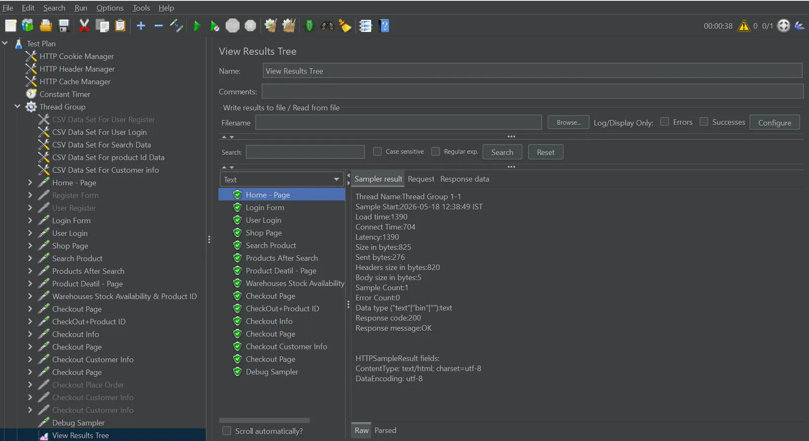 Performance analytics during load testing