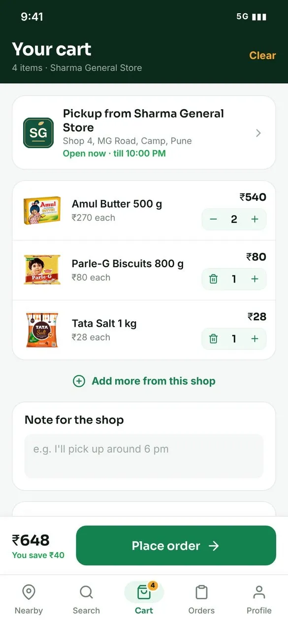 Kartzy Review your cart