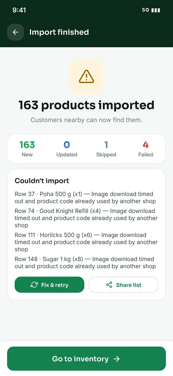Kartzy Import summary