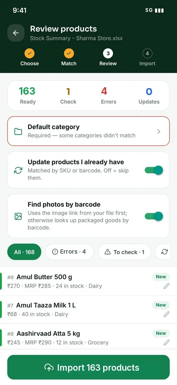 Kartzy Review product rows