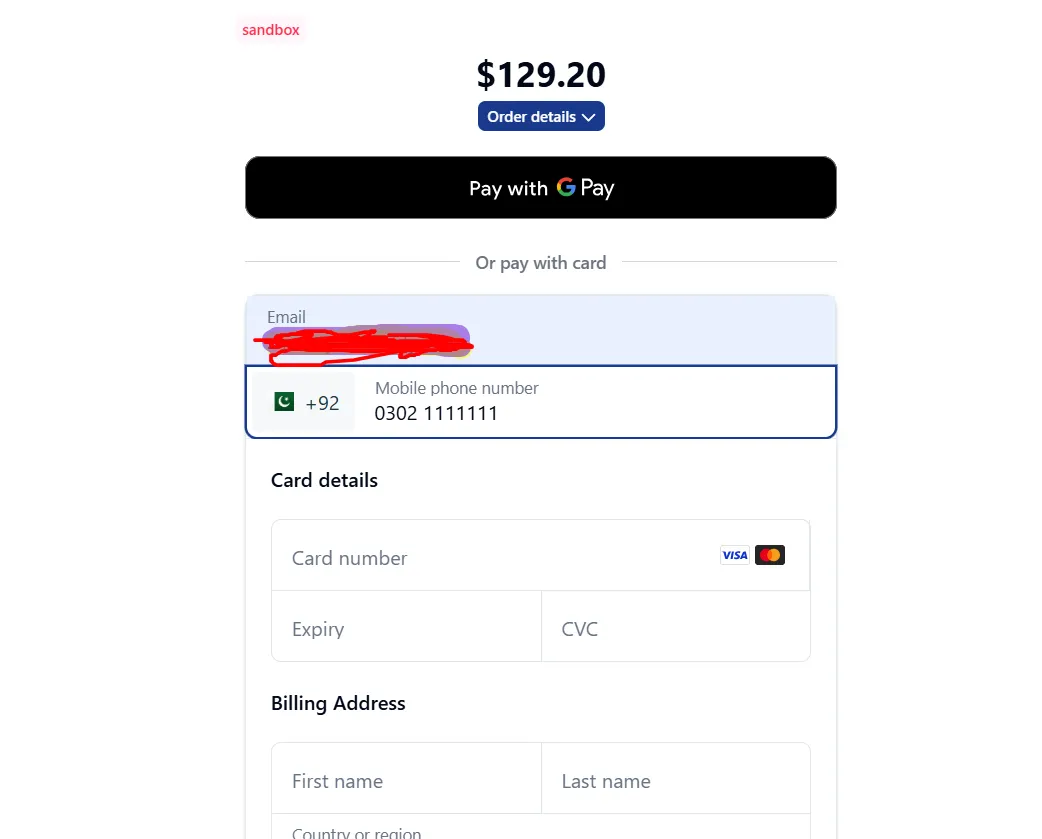 Safepay hosted checkout page in Sandbox mode